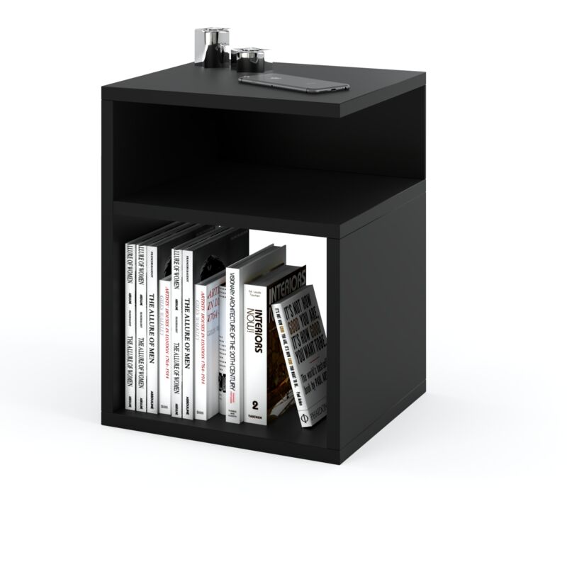 Table de chevet noire moderne pour la chambre à coucher, table de nuit Nakastlik