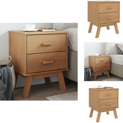 Table de chevet OLDEN marron bois de pin solide - Table De Chevet - Meuble De Chambre - Table Nuit - Commode - Design Scandinave