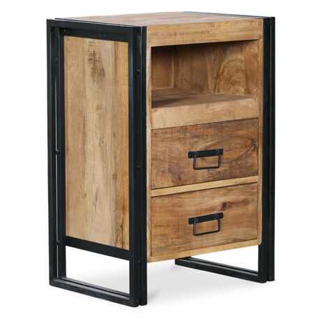 Table de chevet Onawa en bois style industriel vintage Bois naturel - Métal, Bois, Metal, Bois - Bois naturel