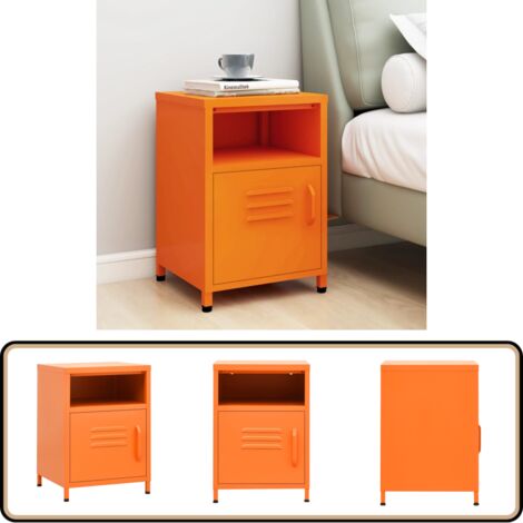 Table de chevet Orange 35x35x51 cm Acier - Table De Chevet - Meuble De Chambre - Table D'appoint - Table Orange - Table En Acier