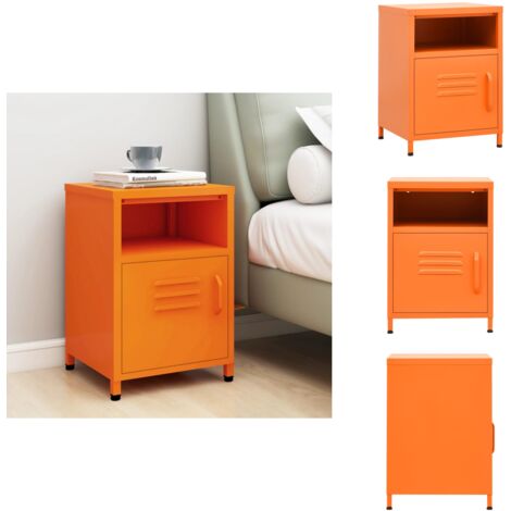 Table de chevet Orange 35x35x51 cm Acier - Table De Chevet - Meuble De Chambre - Table D'appoint - Table Orange - Table En Acier