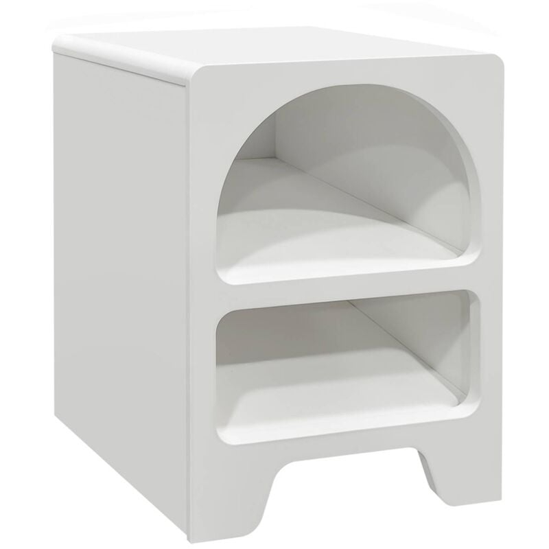 Sweeek - Table de chevet organique effet bois blanc. 2 niches de rangement