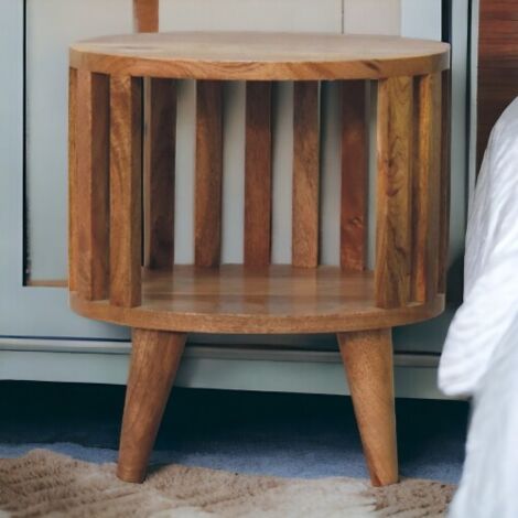 Table de chevet ouverte, 36 x 26 x 40 cm, en bois marron, offrant un espace de rangement et un plan de travail, pour le salon