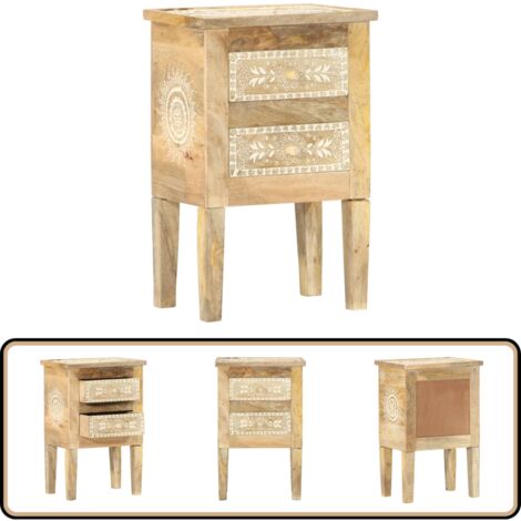 Table de chevet peinte à la main 40x30x60 cm Bois de manguier - Meuble De Chambre - Table De Chevet - Commode - Rangement Nuit - Design Vintage