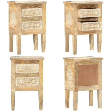 Table de chevet peinte à la main 40x30x60 cm Bois de manguier - Meuble De Chambre - Table De Chevet - Commode - Rangement Nuit - Design Vintage - Home & Living