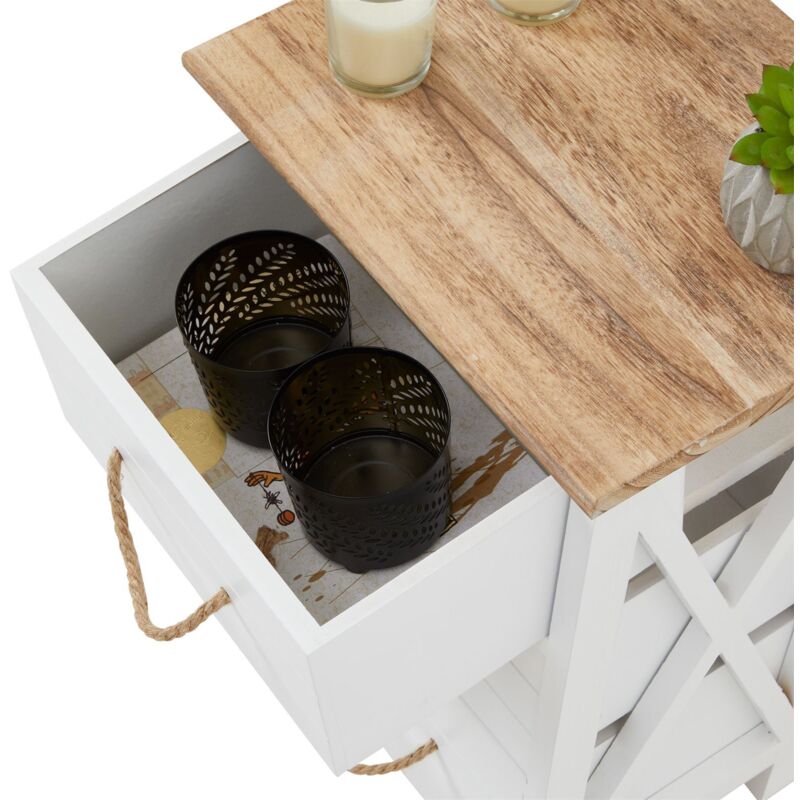 Table De Chevet Perugia Table De Nuit 3 Tiroirs En Bois De Paulownia Style Shabby Chic Vintage Rustique Campagnard Blanc 94607