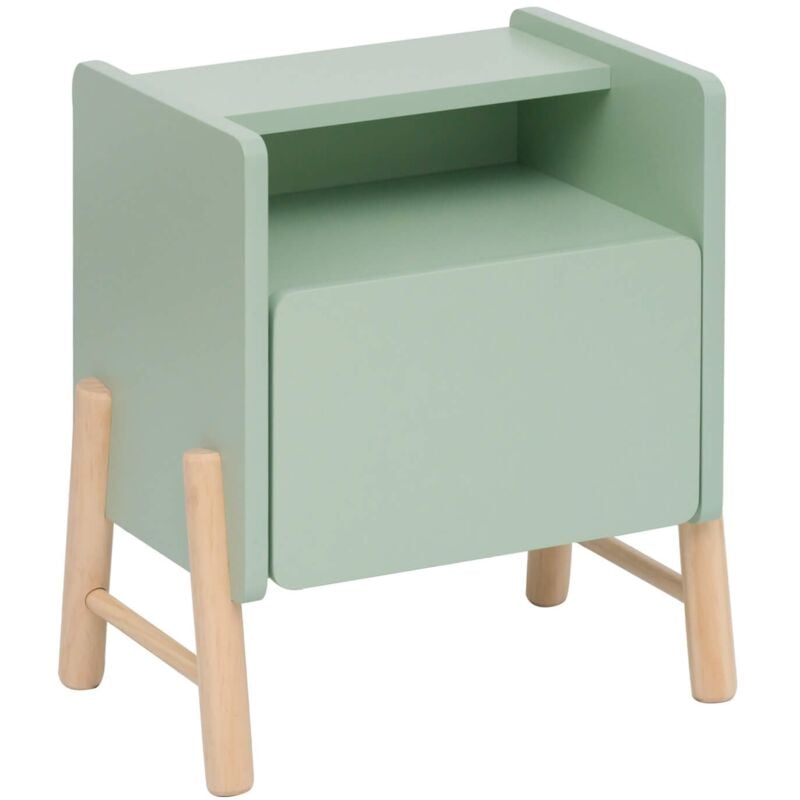 Table de chevet pour enfants Rebecca Mobili Adrak 49x40x30 MDF Pin Vert d'eau Marron