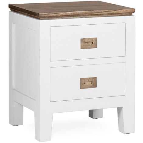 Table de chevet provençale bois massif de mindi blanc et marron Kirest 130cm