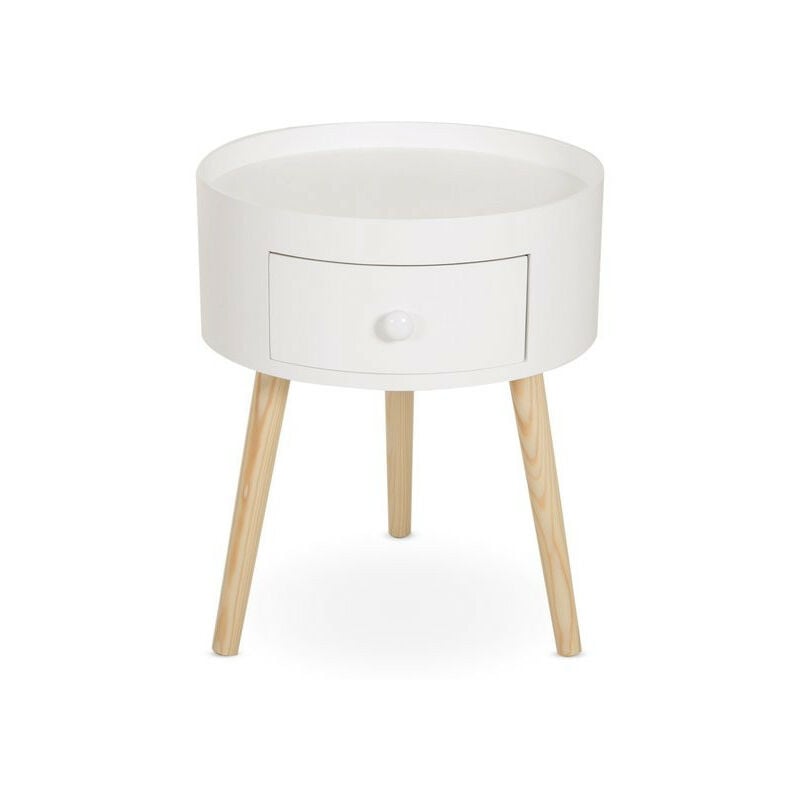 Table de chevet ronde dolly blanche