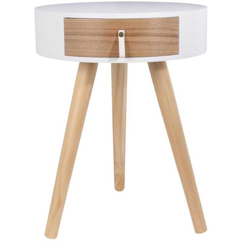 The Home Deco Factory - Table de chevet Nora Blanc Home Deco Factory