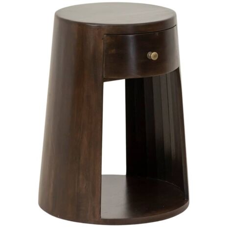 Table de chevet ronde en bois de manguier Isao