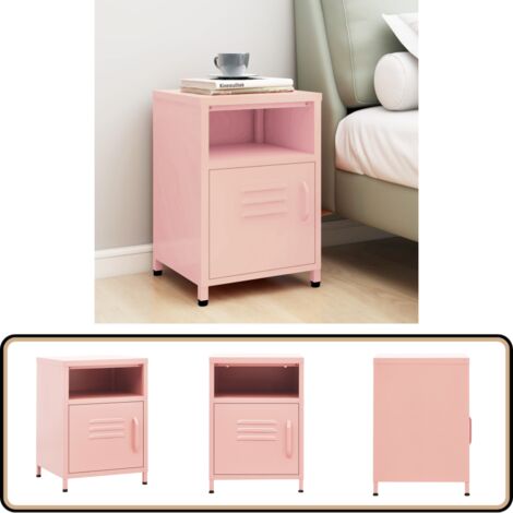 Table de chevet Rose 35x35x51 cm Acier - Table De Chevet - Meuble De Chambre - Table D'appoint - Armoire De Lit - Design Moderne