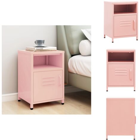 Table de chevet Rose 35x35x51 cm Acier - Table De Chevet - Meuble De Chambre - Table D'appoint - Armoire De Lit - Design Moderne