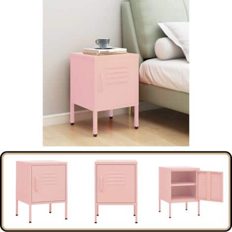 Table de chevet Rose 35x35x51 cm Acier - Table De Chevet - Meuble De Chambre - Table D'appoint - Table Rose - Table Design