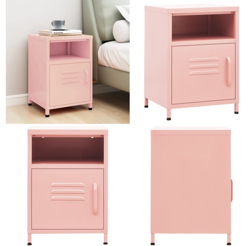 Table de chevet Rose 35x35x51 cm Acier - Table De Chevet - Meuble De Chambre - Table D'appoint - Armoire De Lit - Design Moderne - Home & Living