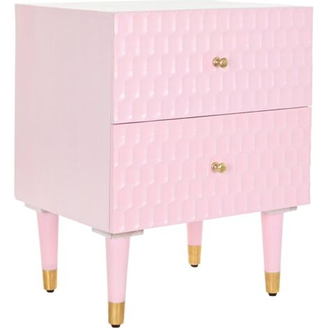 Table de chevet rose élégante et pratique - Rose pâle douceur métallique