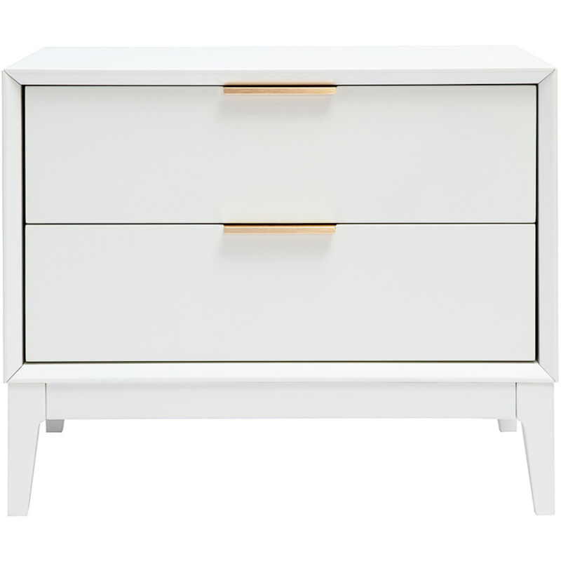 Miliboo - Table de chevet blanche mat et métal doré avec rangements L60 cm giana
