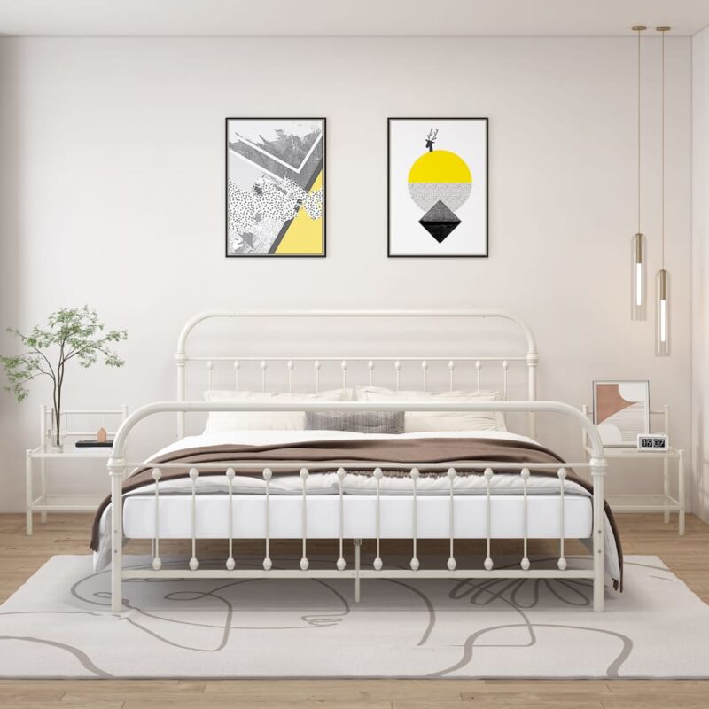 Tables de chevet 2 pcs Blanc et transparent Métal et verre Vidaxl