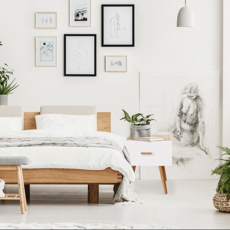 Cotecosy - Table de chevet scandinave 1 tiroir Amanda Chêne clair et Blanc