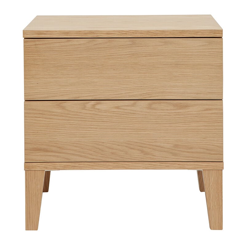Table de chevet avec rangements 2 tiroirs scandinave bois clair chêne L50 cm freddy