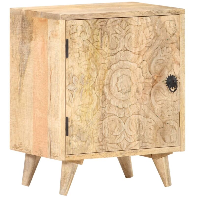 Table de chevet sculptée 40x30x50 cm Bois de manguier massif Vidaxl