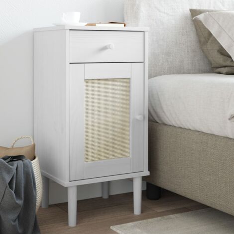 Table de chevet SENJA aspect de rotin blanc bois de pin massif vidaXL