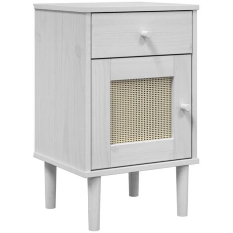 Table de chevet SENJA aspect de rotin blanc bois de pin massif vidaXL