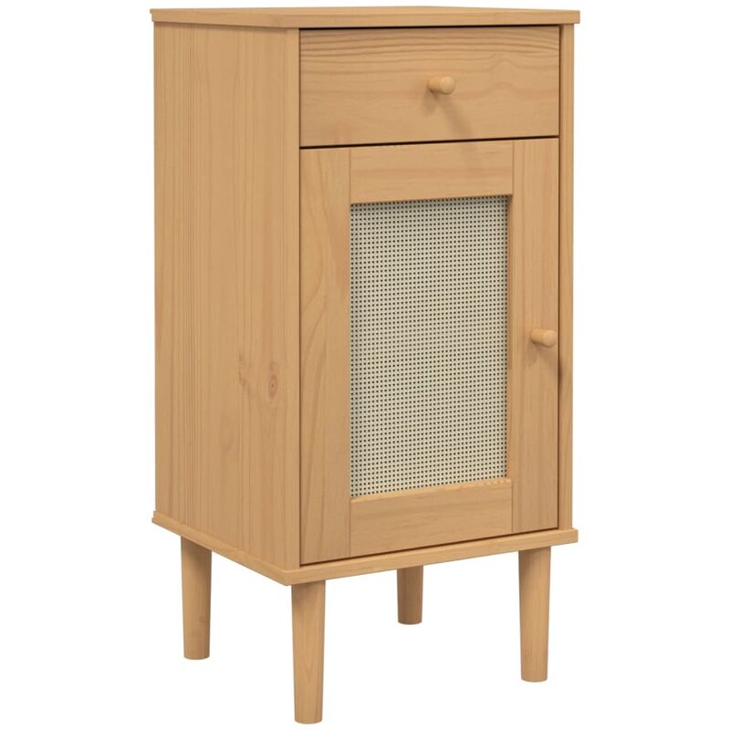Table de chevet SENJA aspect de rotin marron bois de pin massif vidaXL