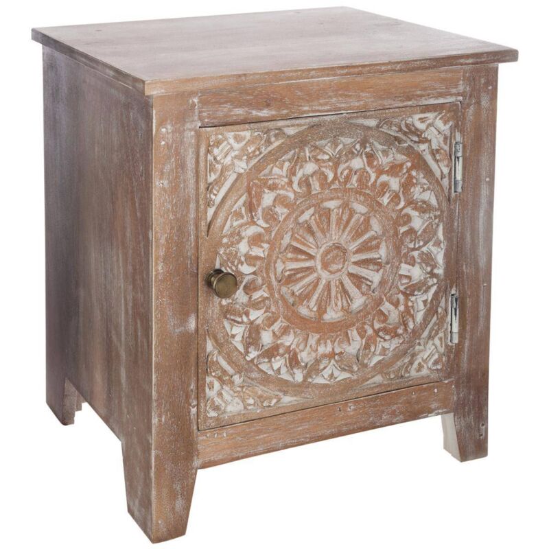 Table de nuit en bois sculpté avec une taille compacte l. 40 x d. 35 x h. 44,5 cm - 0