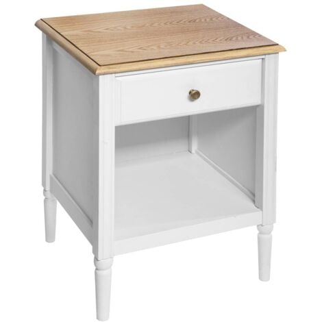 Table de chevet Solen bois blanc H61cm - Atmosphera créateur d'intérieur