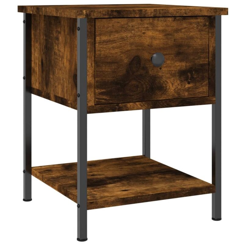 Table de chevet chêne fumé 34x35,5x45 cm bois d ingénierie