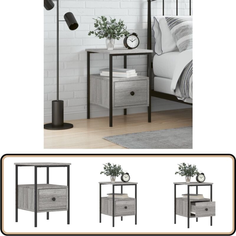 Table de chevet sonoma gris 34x36x50 cm bois d'ingénierie - Table De Chevet - Meuble De Chambre - Table Nuit - Armoire De Chevet - Mobilier Moderne