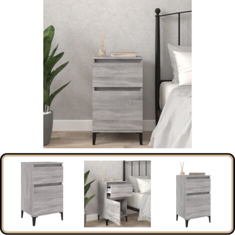 Table de chevet sonoma gris 40x35x70 cm - Table De Chevet - Meuble De Chambre - Armoire - Commode - Étagère Murale