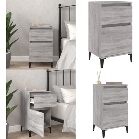Table de chevet sonoma gris 40x35x70 cm - Table De Chevet - Meuble De Chambre - Armoire - Commode - Étagère Murale - Home & Living