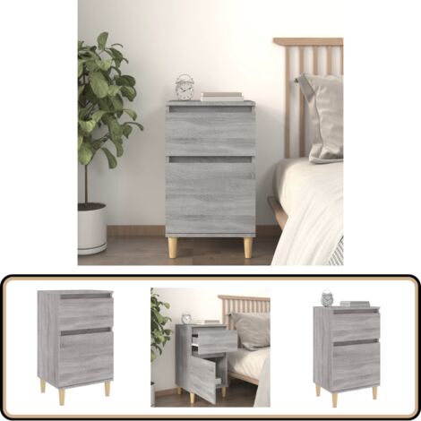 Table de chevet sonoma gris 40x35x70 cm - Table De Chevet - Meuble De Chambre - Commode - Armoire D'appoint - Rangement Intérieur