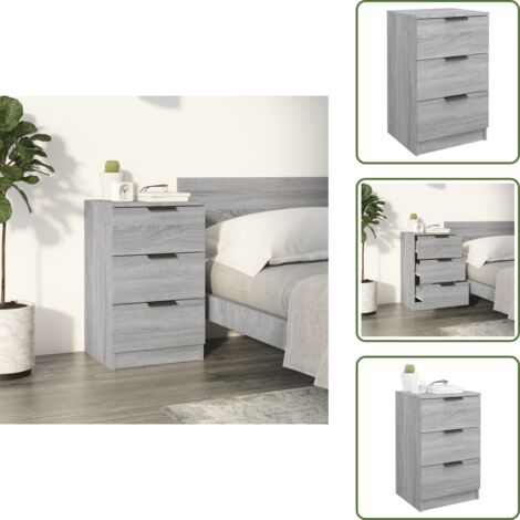 Table de chevet Sonoma gris 40x36x65 cm - Table De Chevet - Meuble De Chambre - Table Nuit - Commode - Rangement Tiroir