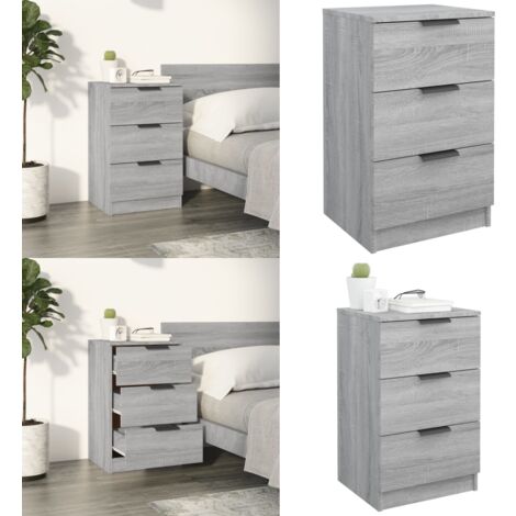 Table de chevet Sonoma gris 40x36x65 cm - Table De Chevet - Meuble De Chambre - Table Nuit - Commode - Rangement Tiroir - Home & Living