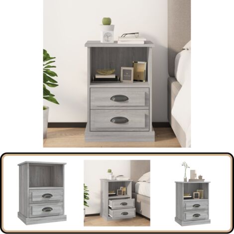 Table de chevet sonoma gris 43x36x60 cm - Table De Chevet - Meuble De Chambre - Table Nuit - Commode - Rangement Tiroir