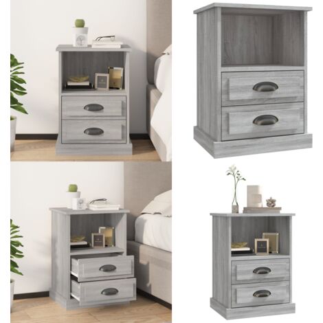 Table de chevet sonoma gris 43x36x60 cm - Table De Chevet - Meuble De Chambre - Table Nuit - Commode - Rangement Tiroir - Home & Living