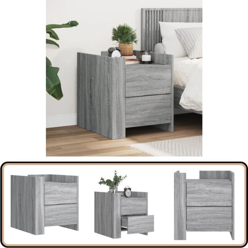 Table de chevet sonoma gris 45x50x50 cm bois d'ingénierie - Table De Chevet - Meuble De Chambre - Table Nuit - Commode - Étagère