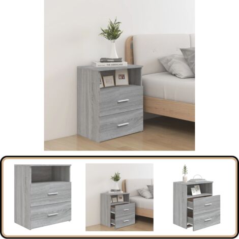 Table de chevet Sonoma gris 50x32x60 cm - Table De Chevet - Meuble De Chambre - Table D'appoint - Commode - Rangement
