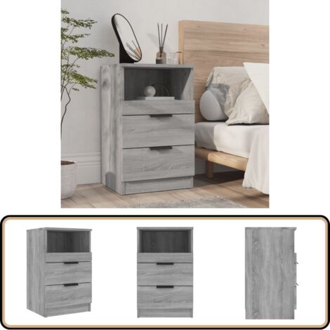 Table de chevet Sonoma gris Bois d'ingénierie - Table De Chevet - Meuble De Chambre - Table Nuit - Commode - Rangement Intérieur