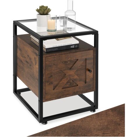 Table de chevet Style industriel 40 x 43 605 cm Bois foncé