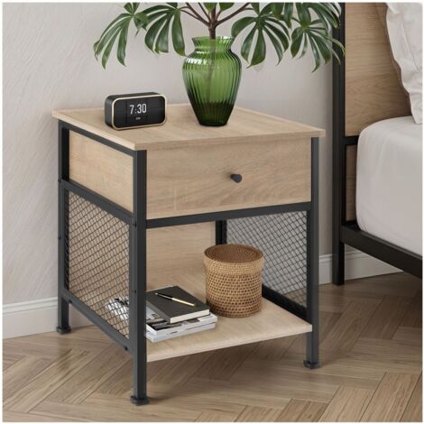 Table de chevet Style industriel 45 x 46 555 cm Bois clair