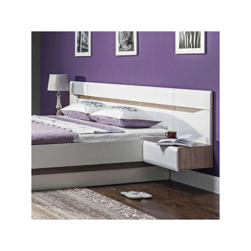 Table de chevet suspendu gauche Blanc/Chêne -oniel - l 50 x l 40.5 x h 71 cm