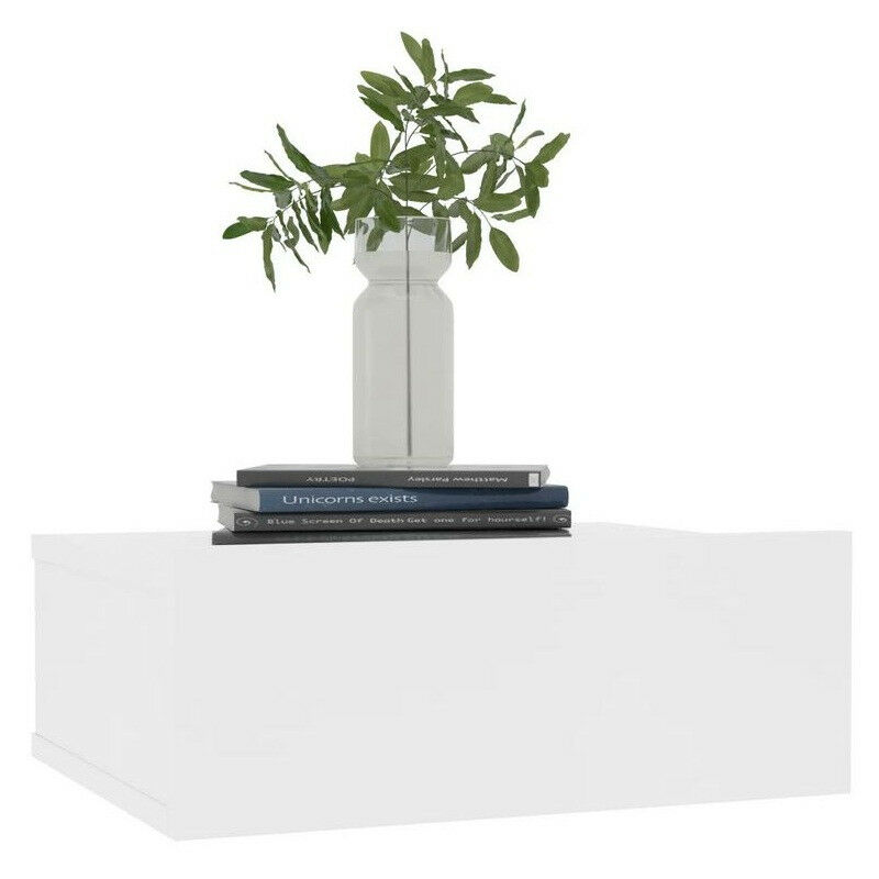 Table de chevet suspendue 1 tiroir bois blanc Komen Table de chevet suspendue 1 tiroir bois blanc Komen