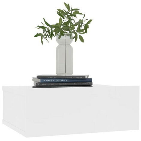 Table de chevet suspendue 1 tiroir bois blanc Komen