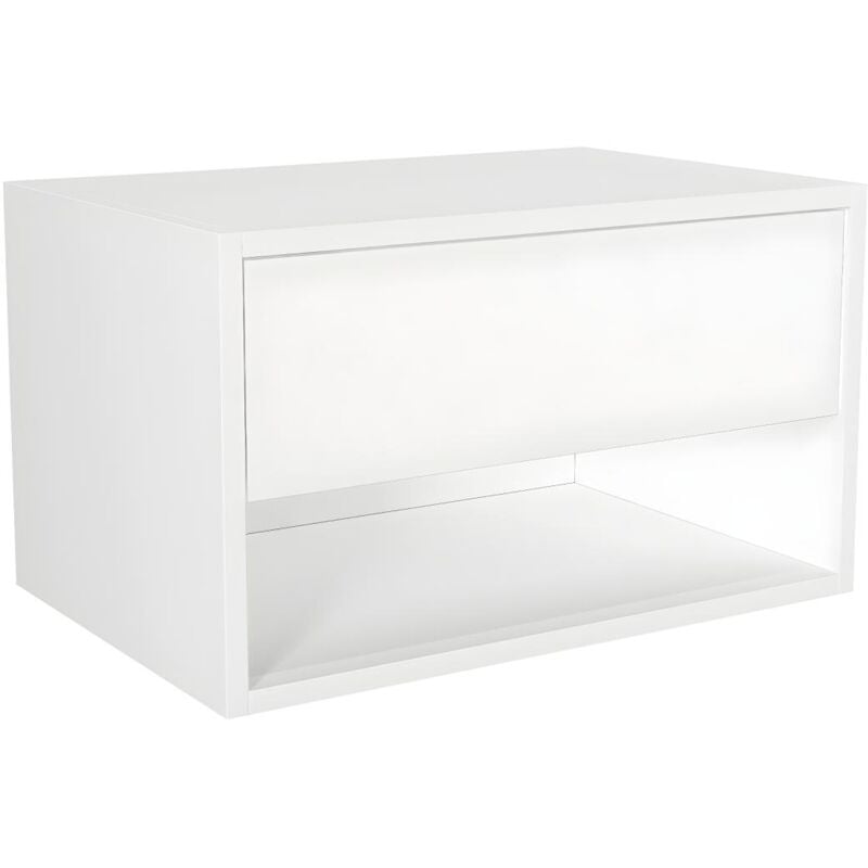 Vente-unique - Table de chevet suspendue - 1 tiroir et 1 niche - Blanc - ritami