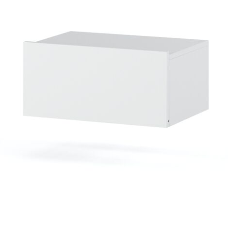 Table de chevet suspendue blanche 45 cm – 1 tiroir – Panneau de particules mélaminé – Design minimaliste pour petits espaces