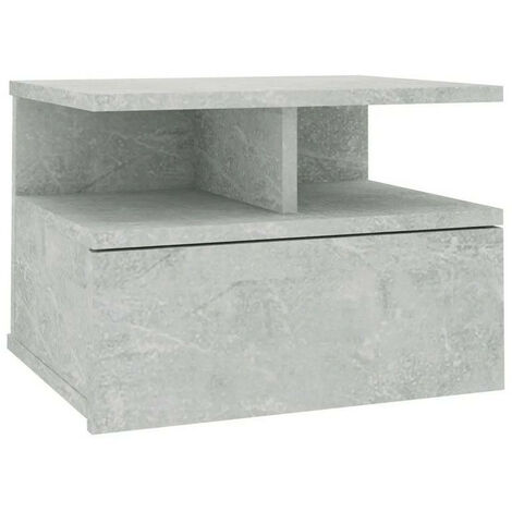 Table de chevet suspendue bois gris effet béton Nants